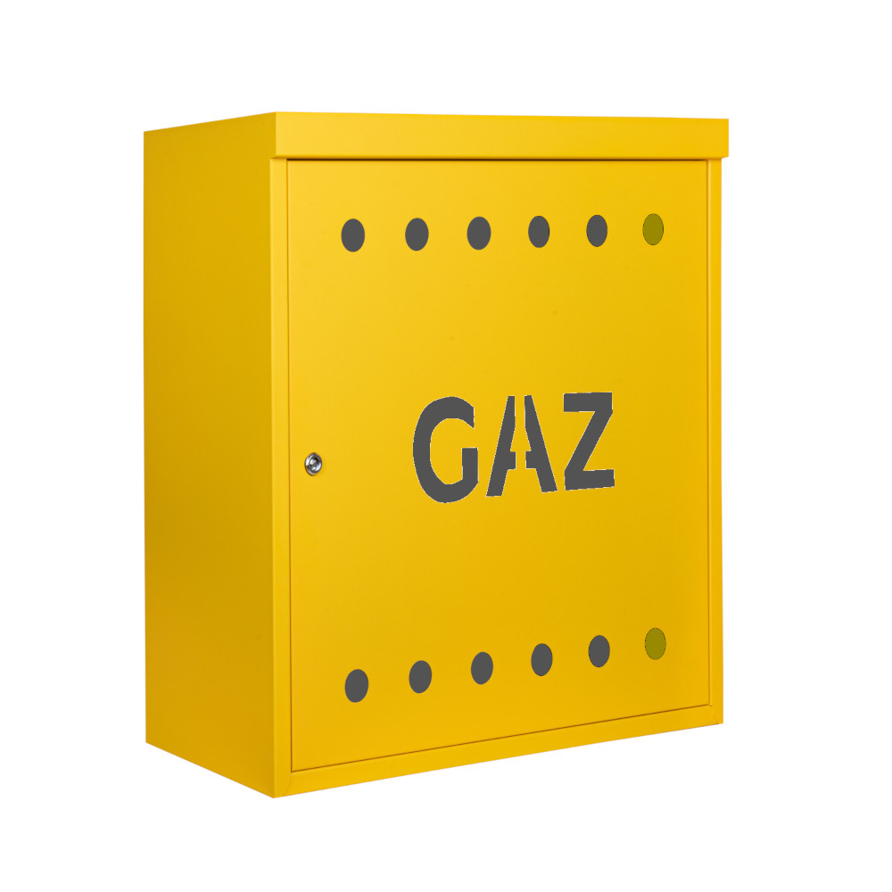 Skrzynka gazowa 60x60x25 cm TB żółta z tylną ścianą na licznik zawór