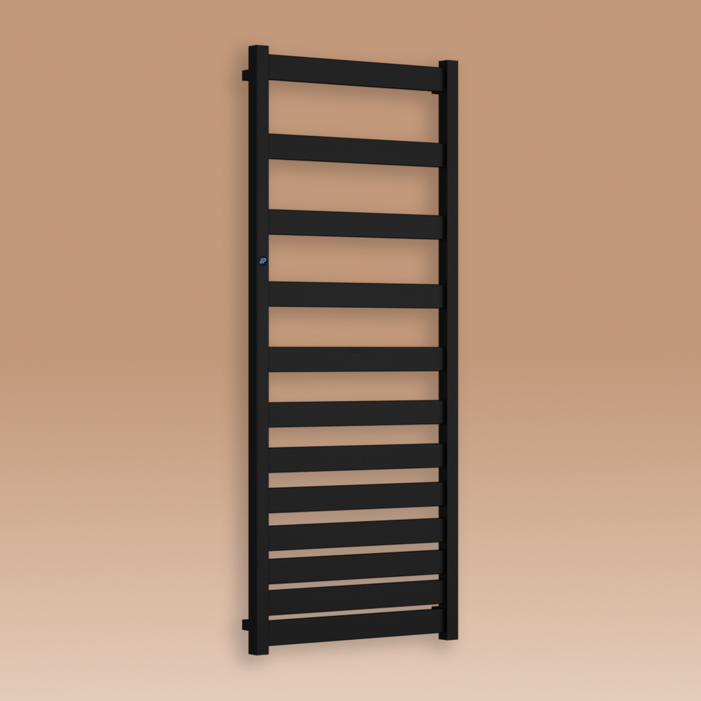 Grzejnik łazienkowy BELTI 896x400mm przyłącze D370mm czarny mat