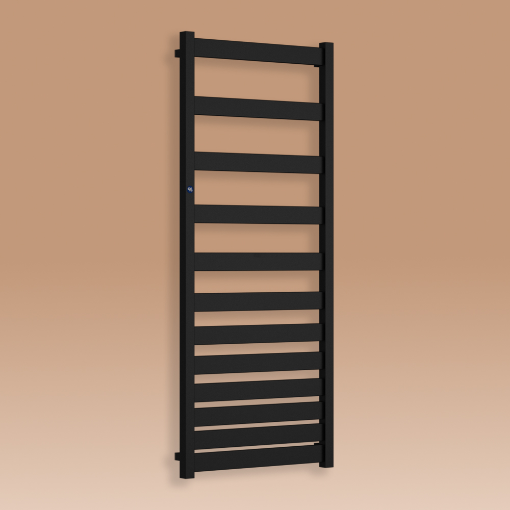 Grzejnik łazienkowy BELTI 896x400mm przyłącze D370mm czarny struktura