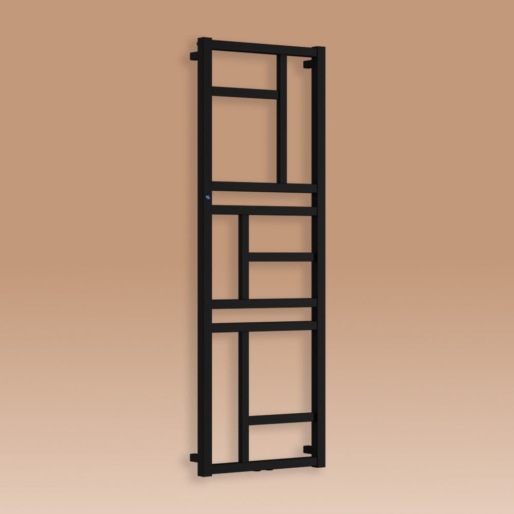 Grzejnik łazienkowy MONDRIAN 1140x500mm przyłącze D50mm czarny mat