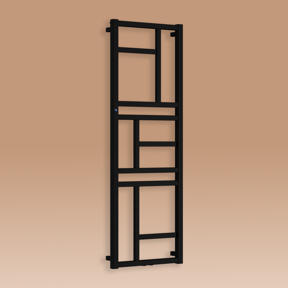 Grzejnik łazienkowy MONDRIAN 1440x600mm przyłącze D50mm czarny struktura
